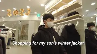 Shopping  for my son's winter jacket