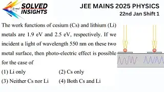 Photoelectric Effect | JEE Main 2025 Shift 1 Question | Cs & Li Work Function | Must for JEE,  KVPY