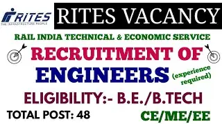 RITES RECRUITMENT OF EXPERIENCED ENGINEERS