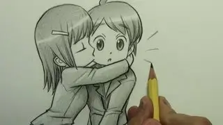 Как нарисовать поцелуй в щеку в стиле чиби