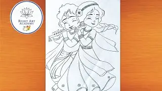 Radha Krishna Cute Drawing Pencil Sketch| Radha Krishna Drawing Easy And Beautiful | Chitra 
