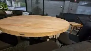 Table Margarite ronde en teck et m&eacute;tal