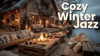 Cozy Winter Jazz & Fireplace Sounds ~ Relaxing Smooth Jazz for Snowfall Ambience