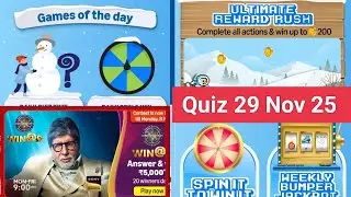 Daily Amazon Quiz Time/KBC Quiz/Samsung M17 Quiz/Download Pi Use Referal sunilksaini 29 Nov 25