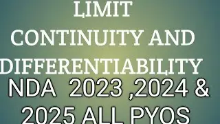 Limit,continuity & differentiability pyqs | Nda 2026  part 1 ||
