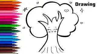 How to Draw a Cute Tree Easy | Tree Drawing Step By Step | Drawing For Kids