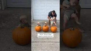 Triplet Dad takes trend to Next Level! 🤣 #dad #mom #triplets #funny #fall #baby