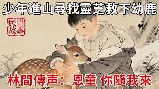 12歲少年為給母親治病，大雪天獨自進山尋找靈芝，雪窩中發現凍僵幼鹿，救下後林間傳來女聲：恩童，你隨我來！#民間故事 #傳統文化 #原創虛構 #華語有聲書 #槐樹下聽書