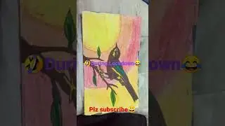Sparrow drawing with Camel brush pen and Wax Crayon