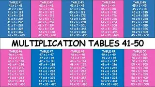 Multiplication Tables 41 to 50