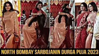 Rakhi Sawant Touches Priyanka Chopra Mother's Feet At North Bombay Sarbojanin Durga Puja 2023