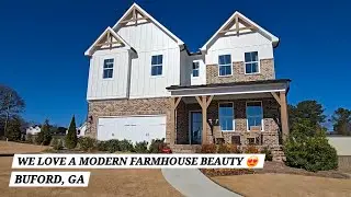 Let's Tour This Modern Farmhouse Riverside Model Home in Buford, GA by Beazer Homes 🔥