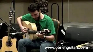 Paco Chorobo plays the cardboard guitar built by O'Brien Guitars