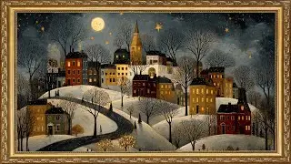 A Peaceful Night in the Winter Framed TV Folk Art Screensaver
