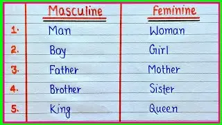 20 Gender Name || Masculine and Feminine Gender || Change the gender in English Grammar
