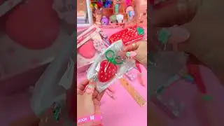 ASMR - Unboxing Cute Strawberry Stationery Set  - NO MUSIC - #shorts #youtubeshorts