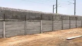 Precast concrete compound wall column and panel installation in Jaipur