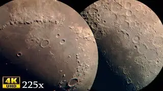 ЛУНА через Телескоп Carl Zeiss МАК 150мм через окуляр с 225x, 4К видео