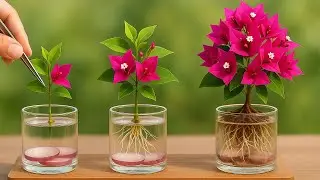 Just a few thin slices! The bougainvillea branch suddenly grew 1002 roots and bloomed like crazy