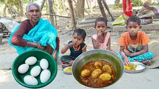 Tribe Grandma Cooking Big Duck Eggs Curry Recipe | DUCK EGGS CURRY RECIPE | Village Style...........