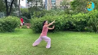 2021年10月6日《武當十八式》預備式1:起式（提壺灌頂）2:提手上崩 3:抱球勢 4:退步崩勢 5:順勢單鞭 6:提手上勢 7:左摟膝拗步 8:右野馬分鬃 9:左野馬鬃 10:玉女穿梭。