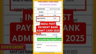 INDIA POST PAYMENT BANK ADMIT CARD 2025✍️📚 #ytshorts #admitcard #ippb