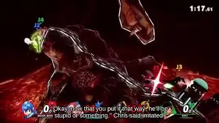 ⛴Damage Meter Bayonetta with Robin below Air Dodge Planet Zebes | Wii