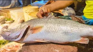 Amazing Huge Bhetki Fish Cutting Live In Fish MarketFish Cutting Ski#fish