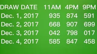 3D LOTTO RESULT HISTORY DECEMBER 2017 / 3D SWERTRES RESULT TODAY