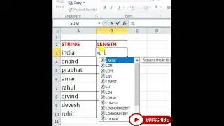 C program to find length of a string in MS-excel