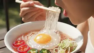 Making and Enjoying Spicy Glass Ramen 🍜✨