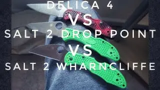 Spyderco Salt 2 Wharncliffe vs Salt 2 Drop Point vs Delica 4