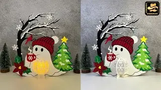 How To Make Paper Cut Lantern  Christmas Ghost 1