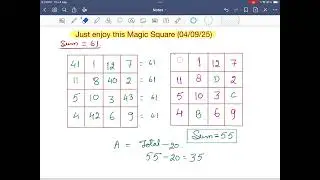 Solution: How to make such Magic Square?(04/09/25)
