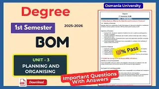 Unit 4 Planning & Organising | BCom 1st Sem OU | BOM Important Questions & Answers | @FinalFocusYt