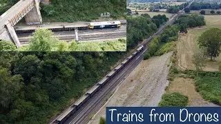 GBRf 69002 Passing Through Winchfield, Filmed from the Sky, 23/8/2022 | Boom Trainspots