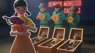 Squid Game vs Scary Teacher 3D | They Are Everywhere Beware Monsters Shapes Dalgona Candy Challenge