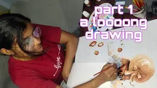 Amazing long drawing🔥🎨 Part 1🖌️ #art #drawing #painting #lady #sunflower #itsmekuttachu #longvideo