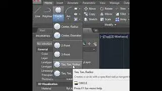AutoCAD 2019 Create Tan Tan Radius Circle