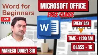 16 class Microsoft Word Beginner ! M.S. Word Live Class By Mahesh Sir ! Computer Training mahesh sir