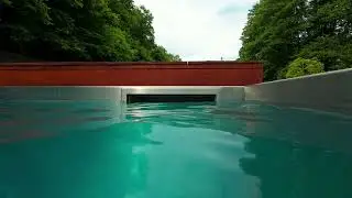 Family stainless steel swimming pool with sliding terrace