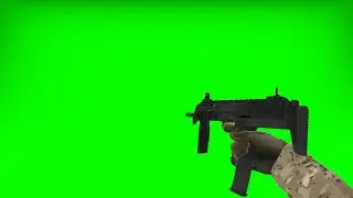 FPS view, submachine gun MP7, green screen