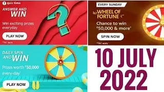 Amazon Quiz Today | Amazon Wheel Of Fortune Quiz Answers | 10 July 2022