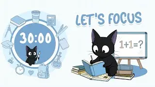 STUDY WITH CAT 🐾📖 Keep Calm! Pomodoro 4x30 min 🌤️ + Smooth Lofi Playlist for Studying