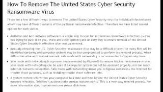 How To Remove The United States Cyber Security Department Of Defense Ransomare Virus