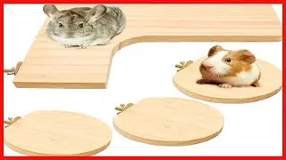 Squirrel Gerbil Chinchilla and Dwarf Hamster L-Shaped Pedal Wooden Platform, 3 Pieces of Natural