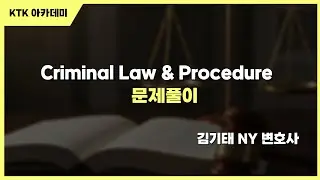 [Sample Lecture] Kim Ki-tae, Attorney at Law in New York, USA: Criminal Law & Procedure Problem S...