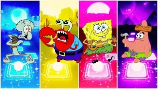 Squidward 🆚 Mr Krabs 🆚 SpongeBob 🆚 Patrick Star | Tiles Hop EDM Rush 🎶