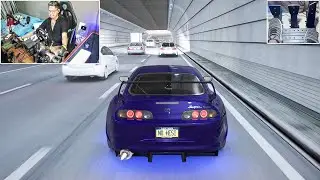 STREET RACE TOYOTA SUPRA MK 4 800 HP | STEERING WHEEL + PEDAL CAM | ASSETO CORSA
