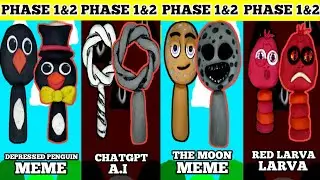 Making Sprunki OC Depressed Penguin, CHATGPT, The Moon, Red Larva Phase 1&2 #sprunki #sprunkioc